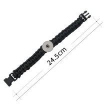 24.5CM  Handmade Lifesaving rope black line bracelets fit 20mm snaps chunks