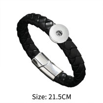 Simple woven leather magnetic buckle bracelet fit 18mm snap button jewelry
