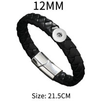 Simple woven leather magnetic buckle bracelet fit 12mm snap button jewelry