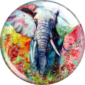 20MM elephant Print glass snap button charms