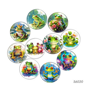20MM frog Print glass snap button charms
