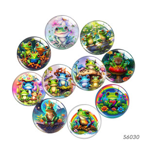 20MM frog Print glass snap button charms