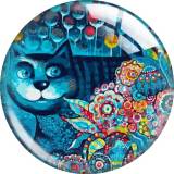 20MM cat Print glass snap button charms