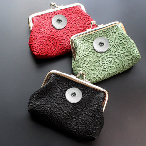 PU lace coin wallet, small coin bag, hand-held mouth, red envelope, key storage coin bag fit 20MM  Snaps button jewelry wholesale