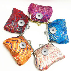 Cliff Pattern Zero Wallet Short Silk Fabric Coin Key Storage Bag Children's Gift fit 20MM  Snaps button jewelry wholesale