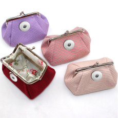 Fabric Weaving Zero Wallet Small Wallet Lipstick Data Cable Storage Bag fit 20MM  Snaps button jewelry wholesale