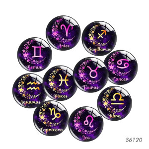 20MM  constellation Print glass snap button charms