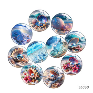 20MM Ocean shell pearls glass snap button charms