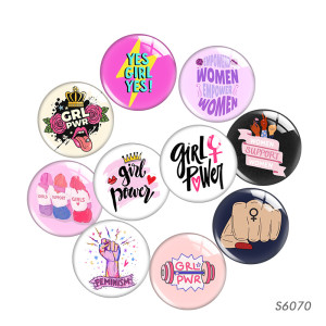 20MM girl  power glass snap button charms