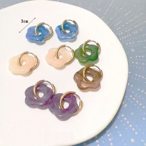Stainless steel ink halo dyed texture acrylic resin colored minimalist hollow flower earrings