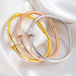 Stainless steel small waist diamond inlaid bracelet