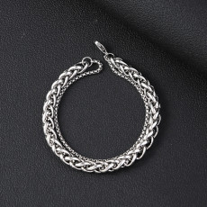 Stainless steel double-layer keel bracelet