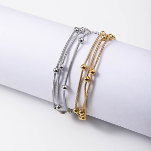 Stainless steel small ball three-layer snake bone chain bracelet