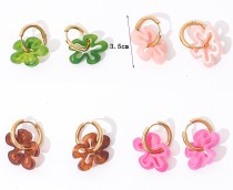 Stainless steel hollow colored flower earrings