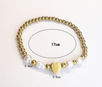 Stainless steel round bead elastic star moon love freshwater pearl bracelet