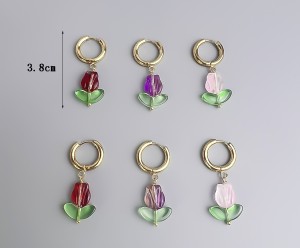 Stainless steel tricolor tulip earrings