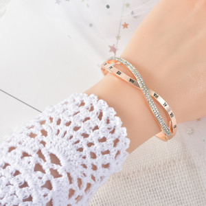 Alloy Roman numeral cross diamond bracelet
