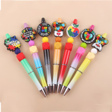 Autistic child  Cartoon pattern cute Silicone Beads Colored Plastic Beads Writing Neutral Pen