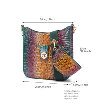 Cross body retro multicolored crocodile patterned Brahmin leather bag