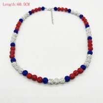 Independence Day Flag Color Matching Christmas Color Matching Baseball Necklace Hip Hop Colorful Diamond Ball Jewelry Necklace