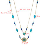Stainless steel turquoise double-layer necklace