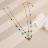 Stainless steel turquoise double-layer necklace