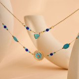 Stainless steel turquoise double-layer necklace