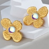 Stainless steel flower earrings