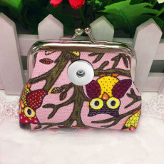 Owl Fabric Weaving Zero Wallet Small Wallet Lipstick Data Cable Storage Bag fit 20MM  Snaps button jewelry wholesale