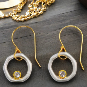 Irregular Circle Water Diamond Zircon Earrings