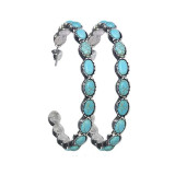 Turquoise large circle C-shaped earrings