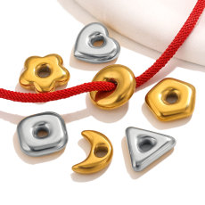 Stainless steel love pentagonal star large hole hexagonal dividing bead DIY jewelry necklace making accessories