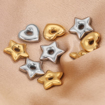 Stainless steel love pentagonal star large hole hexagonal dividing bead DIY jewelry necklace making accessories