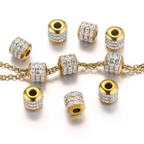 Stainless steel drill ring spacer bead bracelet necklace with diamond spacer