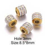 Stainless steel drill ring spacer bead bracelet necklace with diamond spacer