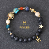 Eight planets and twelve constellations bracelet, frosted stone beaded bracelet