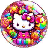 20MM KT Cat glass snap button charms