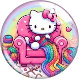 20MM KT Cat glass snap button charms