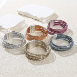 Multi layer leather stripe design leather magnetic suction bracelet