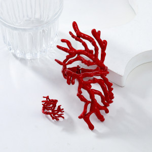 Alloy Red Coral Ring Bracelet