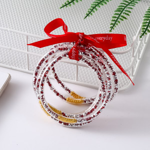 Silicone Diamond Bracelet PVC Bow Ribbon Rainbow Gold Powder Bracelet