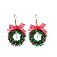 Christmas bow crystal flower earrings