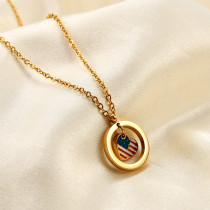 Stainless Steel Independence Day Love Necklace