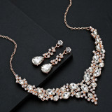 Alloy Water Diamond Wedding Party Earring Necklace Set