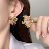 Stainless steel butterfly zircon earrings