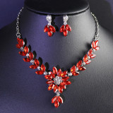 Alloy Water Diamond Wedding Party Earring Necklace Set