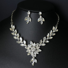 Alloy Water Diamond Wedding Party Earring Necklace Set