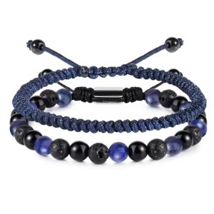 Blue turquoise bracelet set silver bead tail bead pink crystal purple agate silver bead blue turquoise woven bracelet