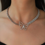 Butterfly rhinestone popular fashion short shiny necklace