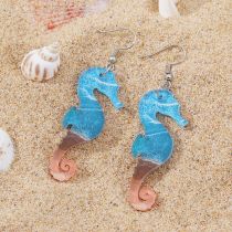 Bohemian Ocean Summer Beach Waves Sea Star Turtle Shell Sea Horse Pendant Acrylic Earrings
